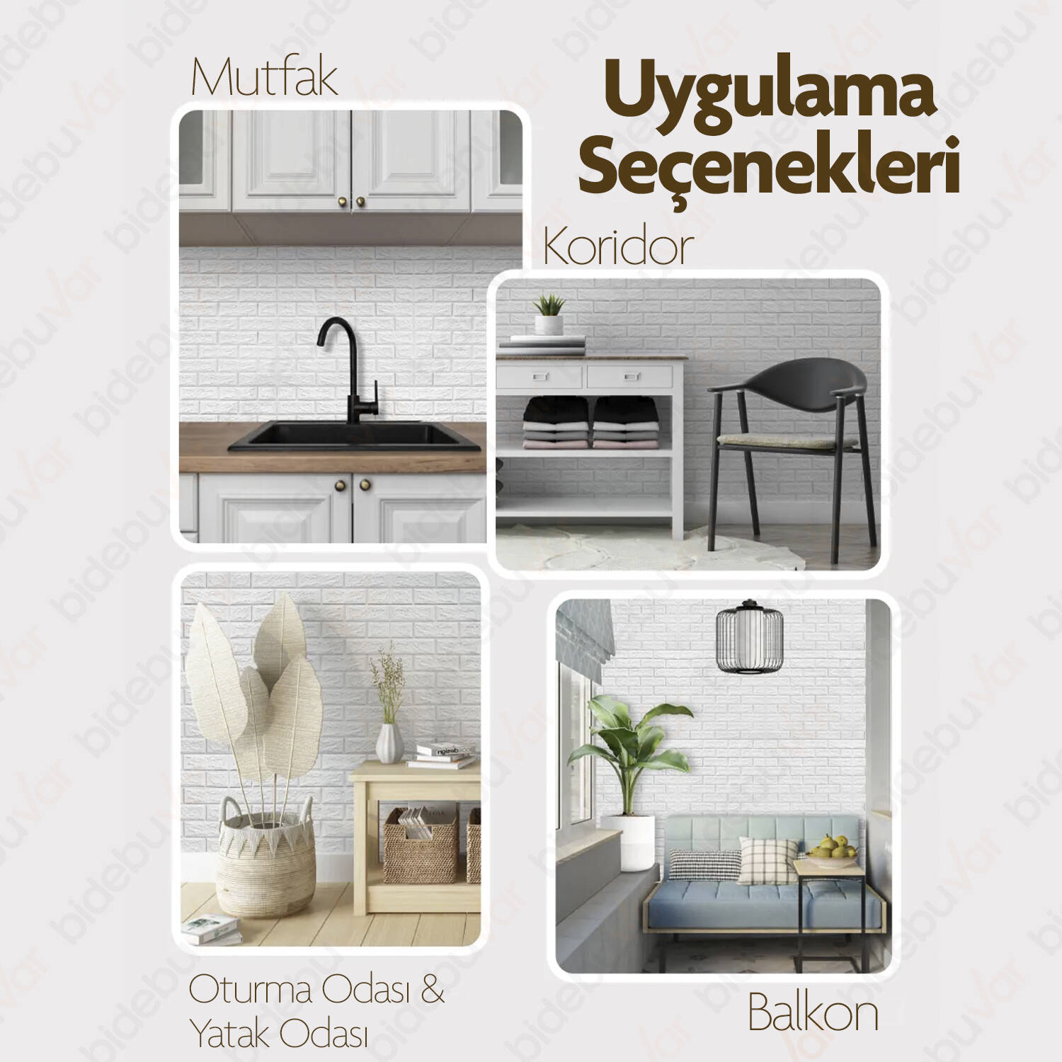 KENDİNDEN YAPIŞKANLI BEYAZ TUĞLA DESEN KAPLAMA - 4